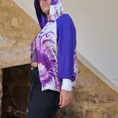 Bomber Jacket  Purple Flower