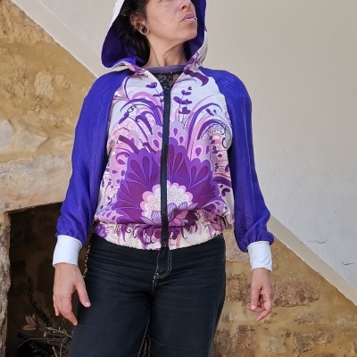 Bomber Jacket  Purple Flower