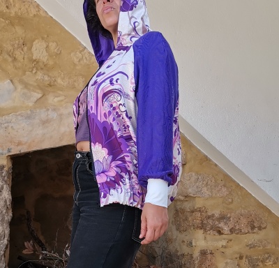 Bomber Jacket  Purple Flower