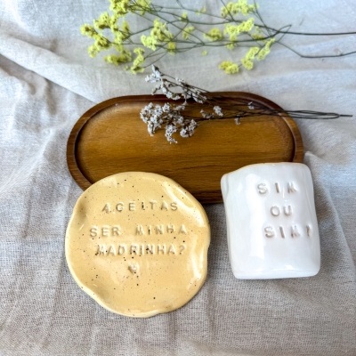 Santorini | Copo de Café com Pires para Padrinhos e Madrinhas (Entrega Imediata)