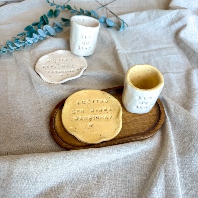 Santorini | Copo de Café com Pires para Padrinhos e Madrinhas (Entrega Imediata)