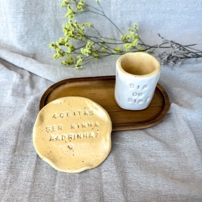 Santorini | Copo de Café com Pires para Padrinhos e Madrinhas (Entrega Imediata)