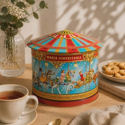 Lata de Bolachas Carrossel Musical 300g | Maria Confeitaria