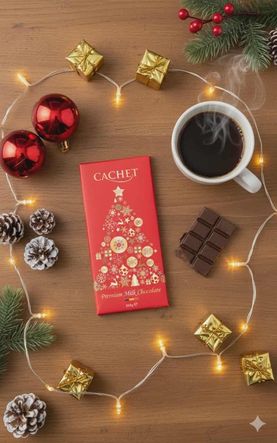 Tablete Chocolate de Leite (Edição de Natal) | Chocolate Belga Cachet