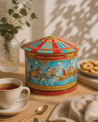 Lata de Bolachas Carrossel Musical 300g | Maria Confeitaria