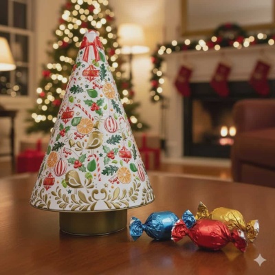 Bombons | Lata Árvore de Natal Musical (Branca) 300g