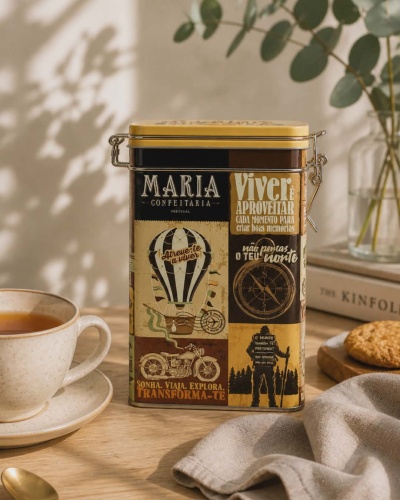 Lata "Viagem" Biscoitos de Cacau  150g | Maria Confeitaria