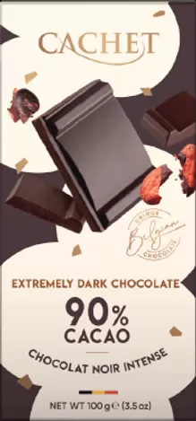 Tablete Chocolate 90% Cacau | Chocolate Belga Cachet