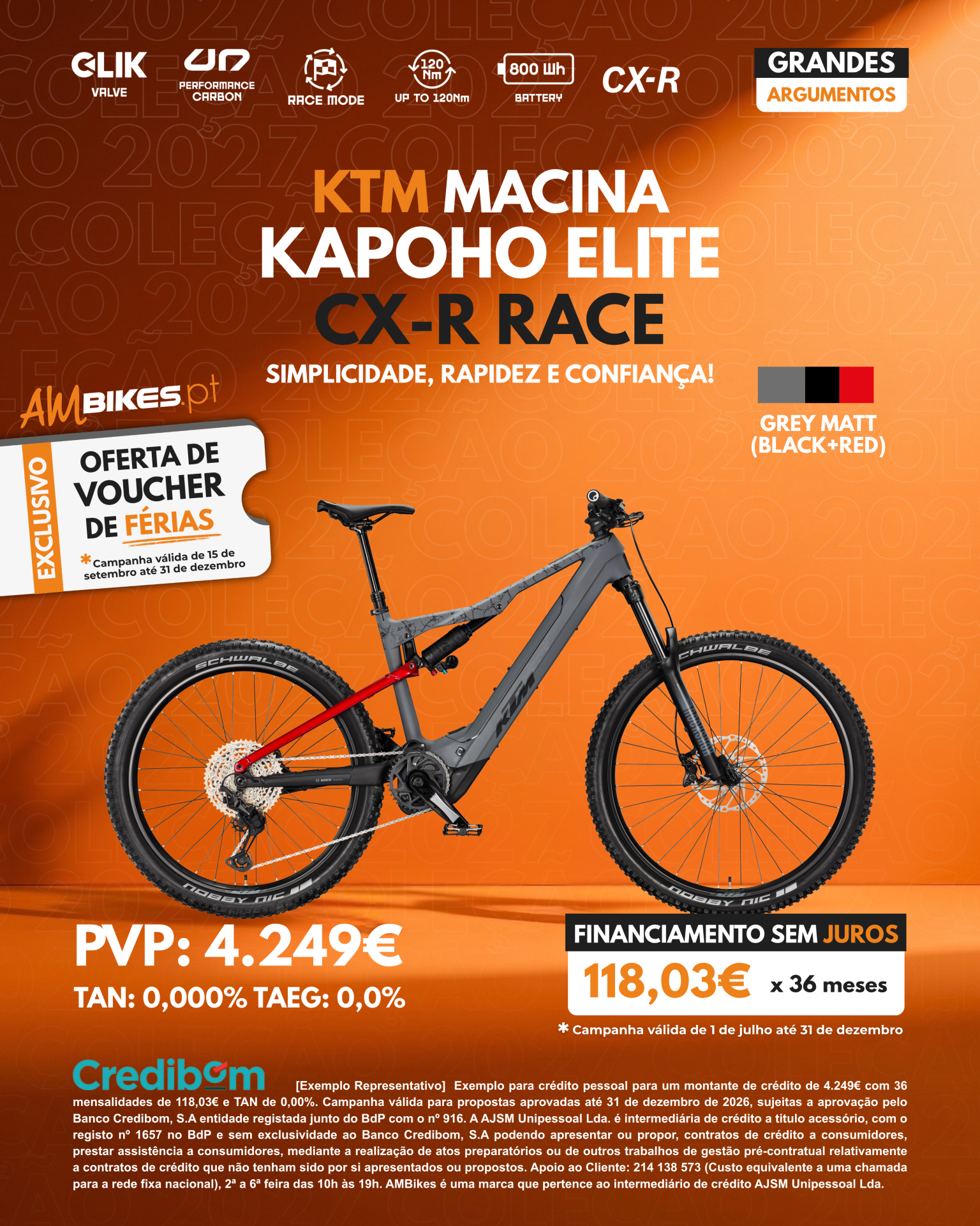KTM Macina Kapoho Elite CX-R Race | Grey Matt (Black+Red)