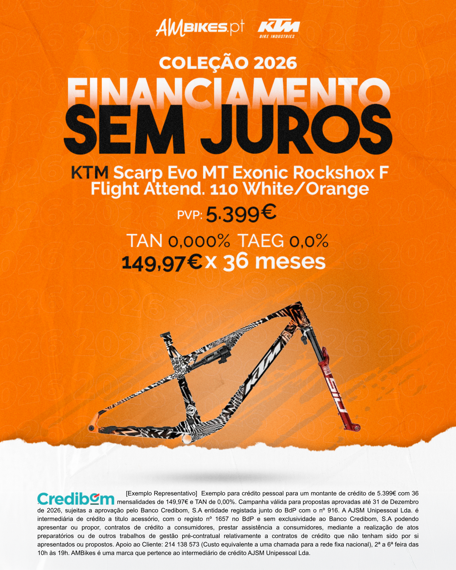 Quadro KTM Scarp Evo MT Exonic Rockshox Flight Attend. 110 - white/orange