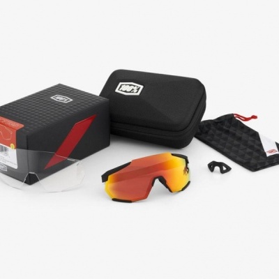 Oculos 100% Racetrap Preto Lentes Hiper Red