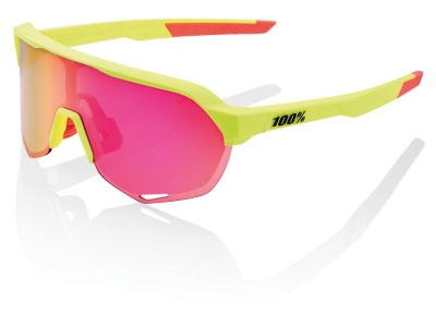Oculos 100% S2 Amarelo Neon Lentes Purple