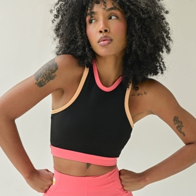 Black Stripes Swimmer Top