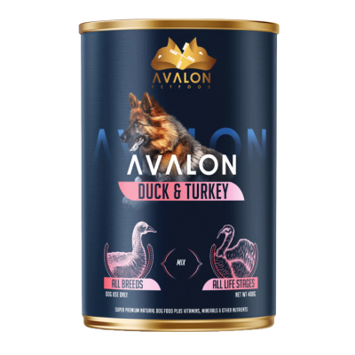 Avalon Comida Húmida de pato e perú para cães adultos  (lata 410g)