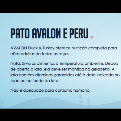 Avalon Comida Húmida de pato e perú para cães adultos  (lata 410g)