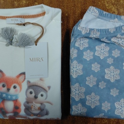 Pijama senhora ref 8453 Mira - interlock cardado - (inverno 2025)