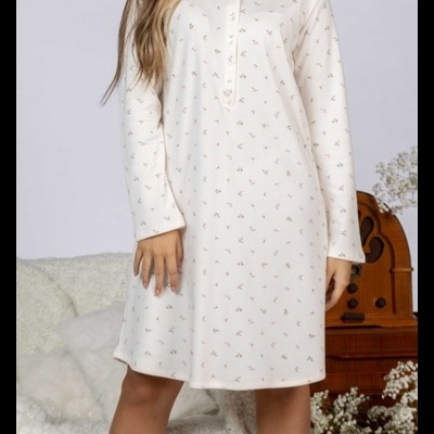 Camisa de Dormir - refª 3242 - interlock cardada - Mira (inverno 2025)