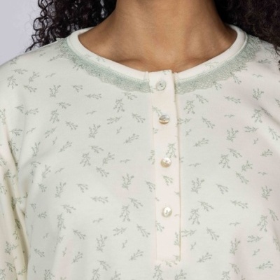 Pijama senhora ref 8429 Mira - interlock jackard - (inverno 2025)