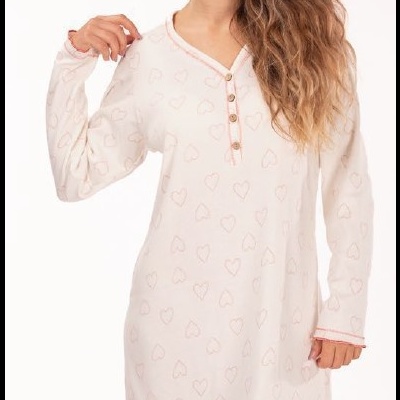 Camisa de Dormir - refª 25256 - interlock cardada - R&A (inverno 2025)