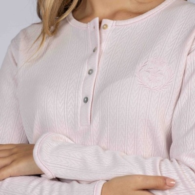Pijama senhora ref 8427 Mira - interlock jackard - (inverno 2025)