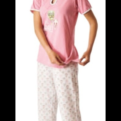 Pijama de bermuda senhora ref 8035 D&L 100% algodão (verão 2026)