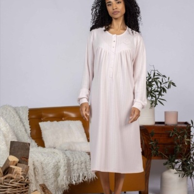 Camisa de Dormir - refª 3256 - interlock jackard - Mira (inverno 2025)