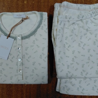 Pijama senhora ref 8429 Mira - interlock jackard - (inverno 2025)