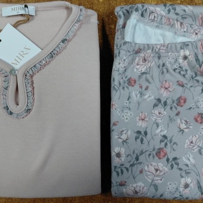 Pijama senhora ref 8444 Mira - interlock cardado - (inverno 2025)