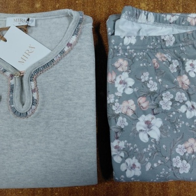 Pijama senhora ref 8444 Mira - interlock cardado - (inverno 2025)