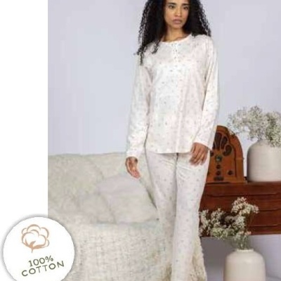 Pijama senhora ref 8404 Mira - algodão jersey - (inverno 2025)