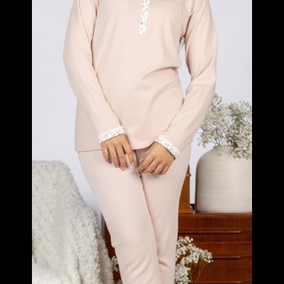 Pijama senhora ref 8443 Mira - interlock cardado - (inverno 2025)