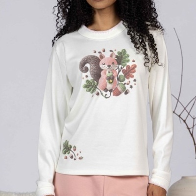 Pijama senhora ref 8433 Mira - interlock cardado - (inverno 2025)