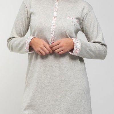 Camisa de Dormir - refª 3104 - Interlock Cardado - Mira (inverno)