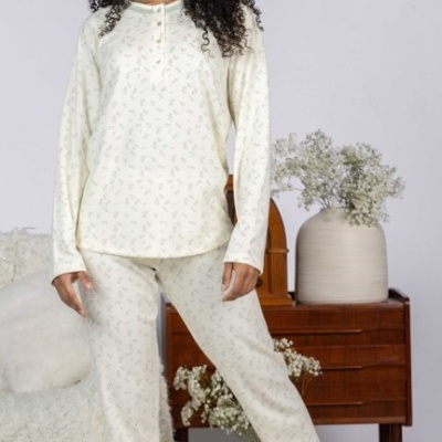 Pijama senhora ref 8429 Mira - interlock cardado - (inverno 2025)