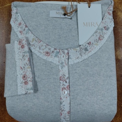 Camisa de Dormir - refª 3243 - interlock cardada - Mira (inverno 2025) - 100% algodão