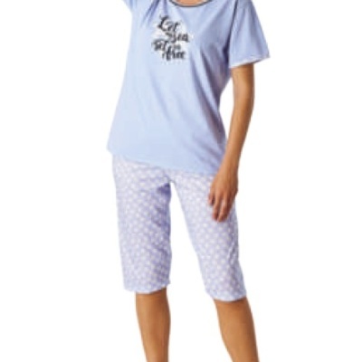 Pijama de calção pirata senhora ref 8040-P D&L 100% algodão (verão 2026)