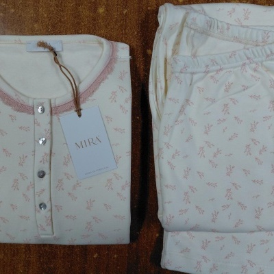 Pijama senhora ref 8429 Mira - interlock jackard - (inverno 2025)