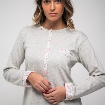 Camisa de Dormir - refª 3104 - Interlock Cardado - Mira (inverno)