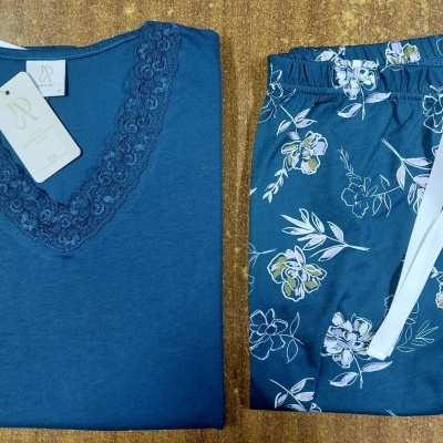 Pijama Senhora jersey - refª 25366 - R&A - 100% algodão (inverno 2025)