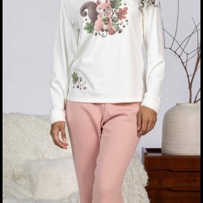 Pijama senhora ref 8433 Mira - interlock cardado - (inverno 2025)