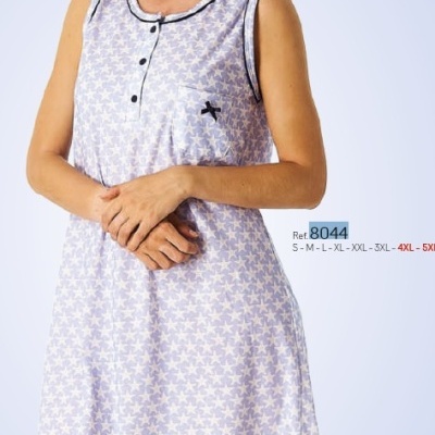 Camisa de Dormir alças - refª 8044 - 100% algodão - D&L (verão 2026)