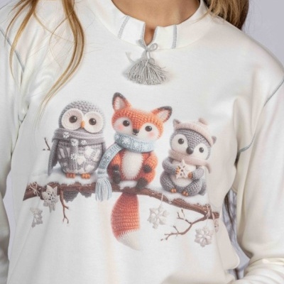 Pijama senhora ref 8453 Mira - interlock cardado - (inverno 2025)