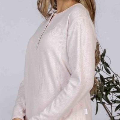 Pijama senhora ref 8427 Mira - interlock jackard - (inverno 2025)