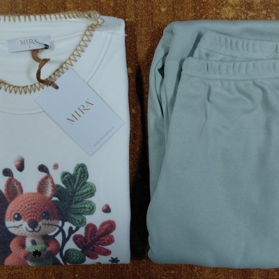 Pijama senhora ref 8433 Mira - interlock cardado - (inverno 2025)