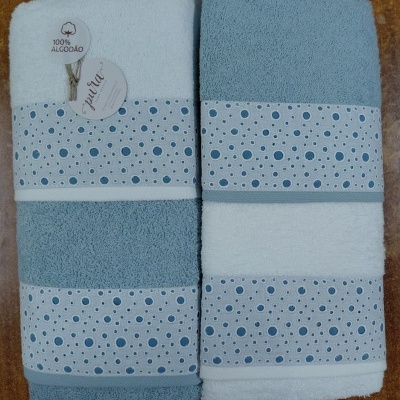 Jogo de banho - 100% algodão 400gm/m2 renda bordado inglês refª B-Perla