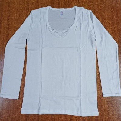 Camisola interior senhora c/manga com bordado - ref 556F (inverno)