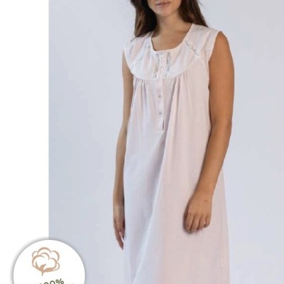 Camisa de Dormir - refª 3303MS - 100% algodão - Mira (verão 2026)