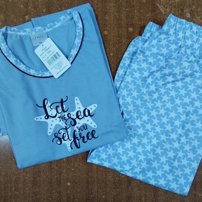 Pijama de calção pirata senhora ref 8040-P D&L 100% algodão (verão 2026)