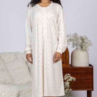 Camisa de Dormir - refª 3260 - interlock cardada - Mira (inverno 2025)