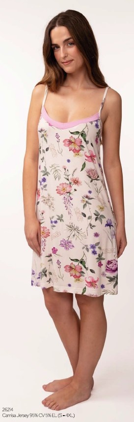 Camisa de Dormir alças - refª 26214 - 95% algodão jersey 5% elastano - R&A (verão 2026)